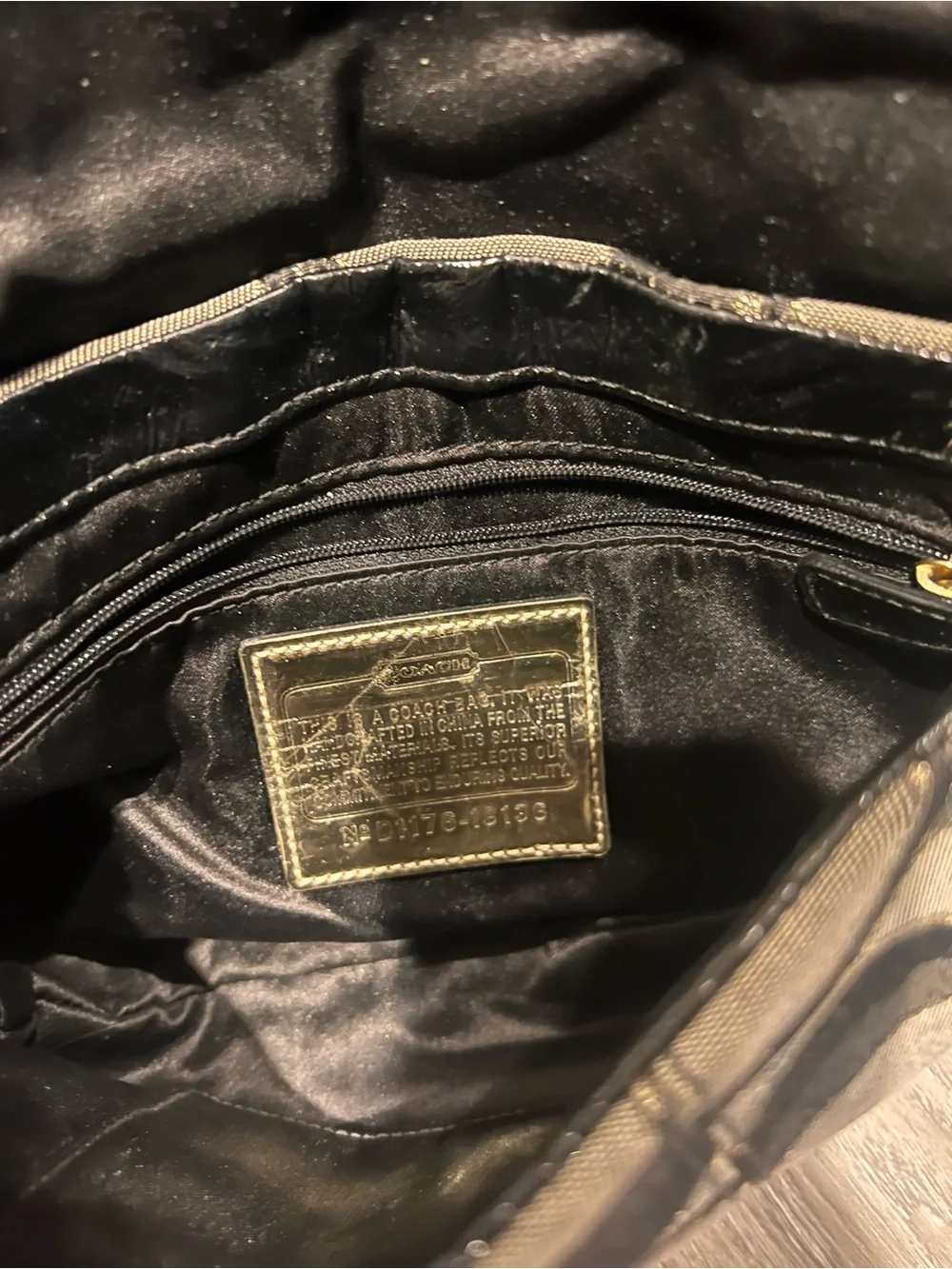 Coach Gray and Black Signature Canvas Shoulder Bag